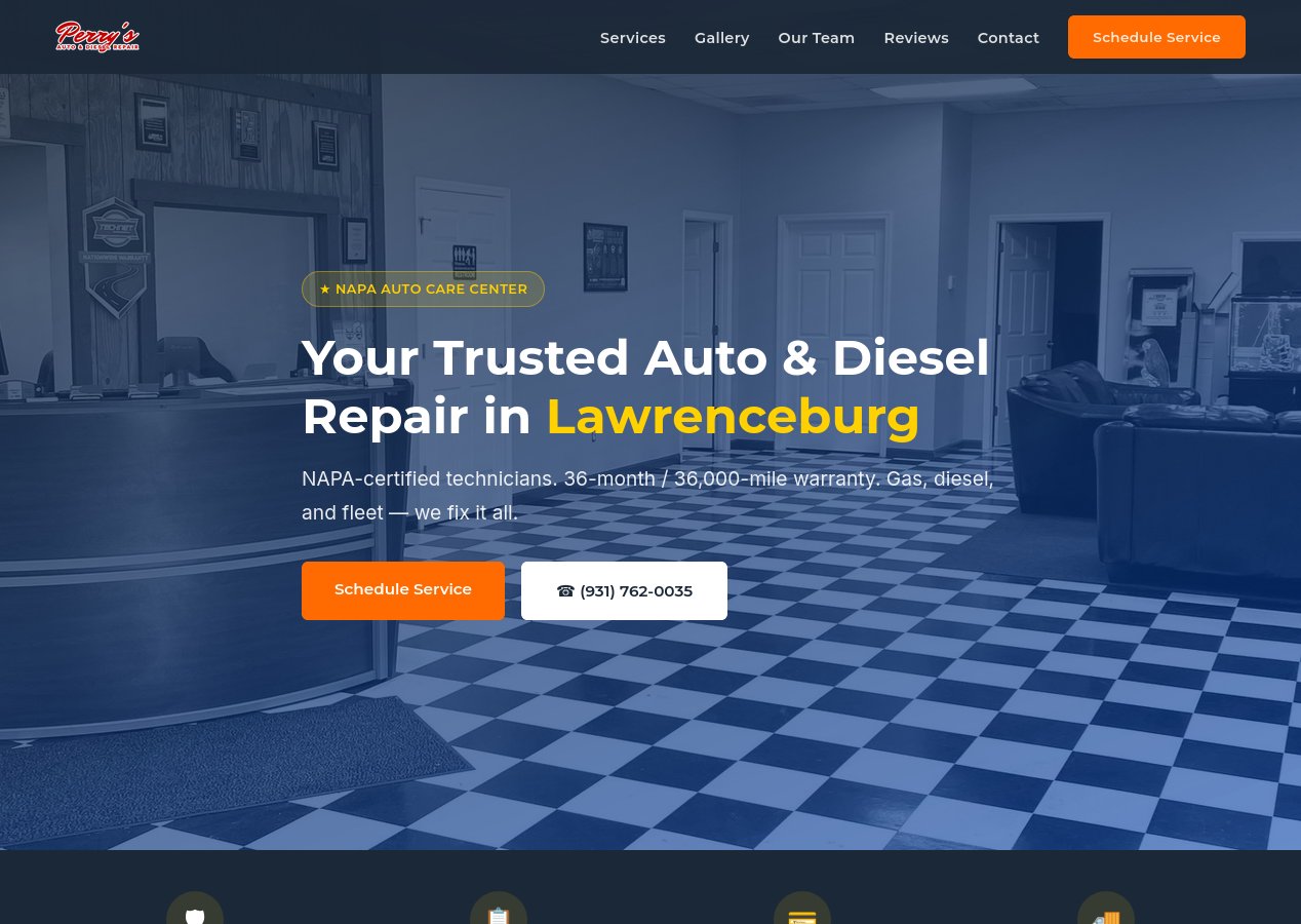 Perry's Automotive website screenshot